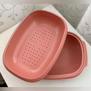 Vintage, Tupperware 2 Piece Oval Steamer Replacement Set Pink